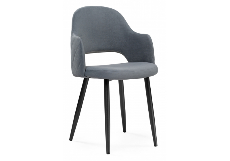 Стул на металлокаркасе Гутрид ромбы сзади без складок серый / черный (51x56x82). 