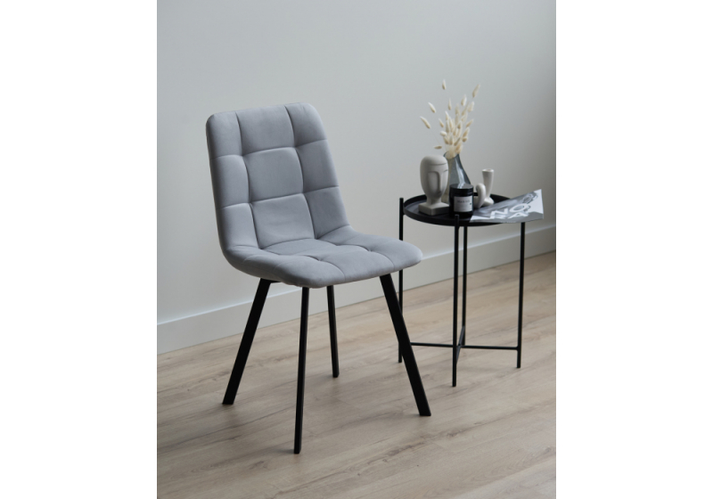 Стул на металлокаркасе Чилли светло-серый / черный (44x50x87,5)