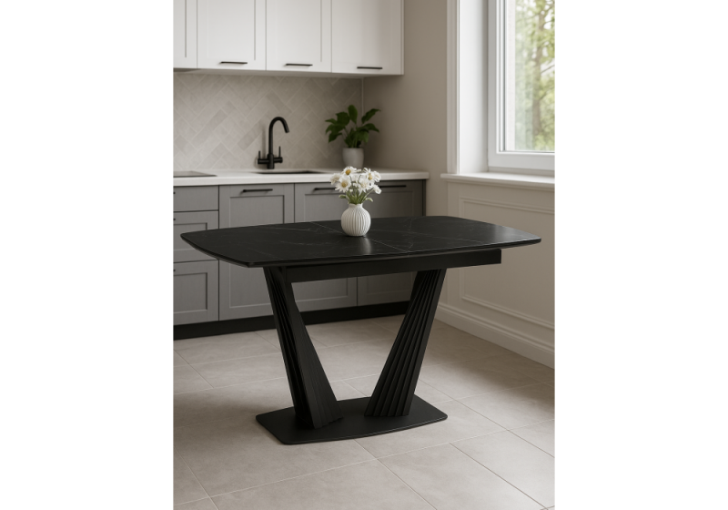 Керамический стол Вейл 160(205)х89 черный мрамор shakespeare black / черный (89x75)