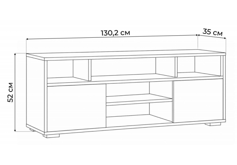 ТВ-тумба Чезаре c подсветкой черный / дуб вотан (130,2x35x52)